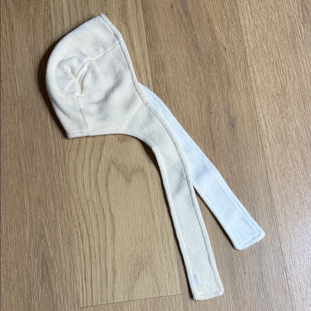 Jacadi Ivory Knit Fleece Lined Baby Bonnet
